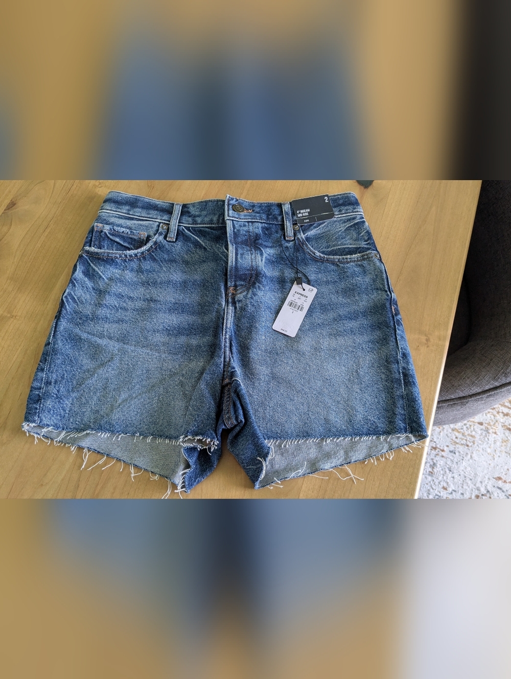 Express Blue Denim Cutoff Shorts